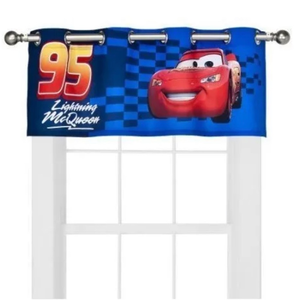 Disney Cars #95 Lightning McQueen Decorative Window Valance 50"x16" Set of 2
